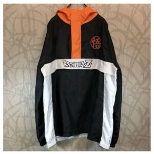 Dragon Ball Z Nylon Anorak Jacket Half Zip Pullover Sz L Vintage Anime Japan F/S